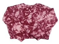 Vínovo-ružová batikovaná crop mikina Primark