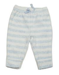 Bielo-svetlomodré pruhované zamatové tepláky George