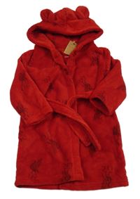 Nové - červený vzorovaný futbalový chlpatý župan s kapucí - LFC