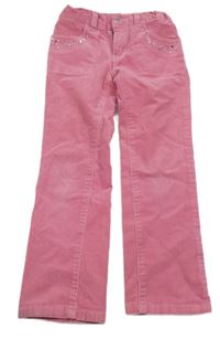 Ružové elastické manšestráky s kamienkami