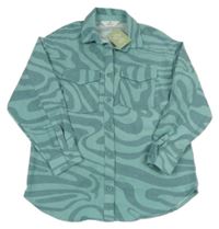 Nové - zeleno-modrá vzorovaná úpletová košilová bunda H&M