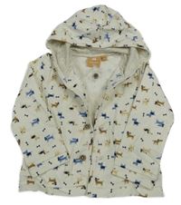 Nové - Smetanová propínací mikina s pejsky a kapucí 