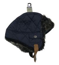 Nové - tmavomodrá šusťáková zateplená beranice s kožešinou Next