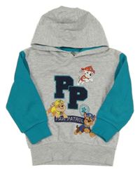 Sivo-tyrkysová mikina s Tlapkovou patrolou a kapucňou Nickelodeon