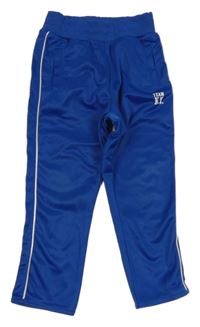 Modré sportovní tepláky s nápisem 