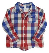 Bílo-červeno-modrá kostkovaná košile C&A