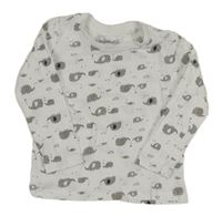 Bílé triko s šedými slony Lupilu