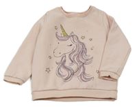 Svetloružová mikina s jednorožcom F&F