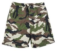 Zeleno-hnědo-bílé army plážové kraťasy Primark