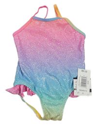 Nové - farebné trblietavé jednodielne plavky Matalan