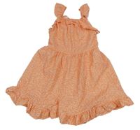 Oranžovo-biely kvetovaný ľahký kraťasový overal dunnes