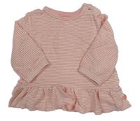 Ružové pruhované tričko s volánikom Matalan