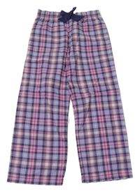 Růžovo-fialové kostkované pyžamové kalhoty M&S