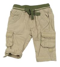 Béžové plátenné cargo nohavice s úpletovým pasom zn. Prénatal
