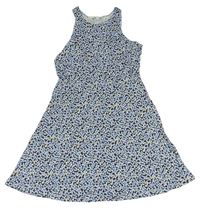 Hnedo-modré kvetované bavlnené šaty H&M