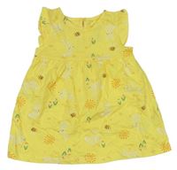 Žlté bavlnené šaty s králikmi a včelami F&F