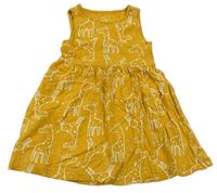 Okrové bavlnené šaty s žirafami  F&F