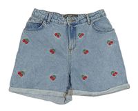 Svetlomodré rifľové kraťasy s třešněmi Denim Co.