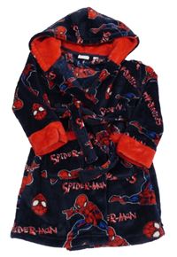 Tmavomodrý plyšový župan so Spidermany a kapucňou Primark