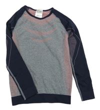 Šedo-tmavomodro-růžové funkční triko Crivit