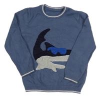 Šedomodrý sveter so žralokom Mothercare