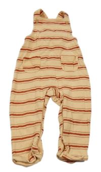 Vanilkovo-cihlové pruhované laclové tepláky 