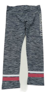 Tmavomodré melírované legíny s nápisom a pruhmi Pocopiano