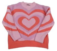 Fialovo-ružovo-červený sveter so srdiečkom George