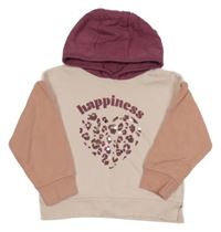 Světlerůžovo-fialová mikina se srdcem a kapucí Nutmeg