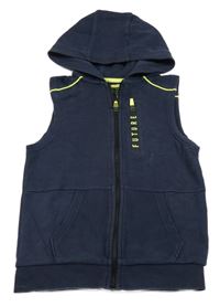 Tmavomodrá tepláková prepínaci vesta s kapucňou F&F