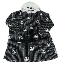 Čierno-biela plyšová pruhovaná oversize mikina s kapucí - Jack Skellington Disney