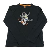 Čierne tričko s vlkem Hema