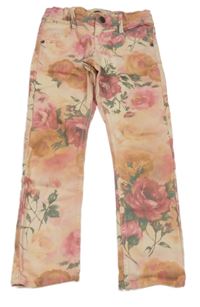 Růžovo-béžové květované skinny rifle Name it