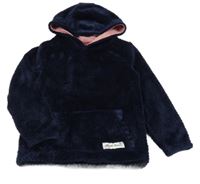 Tmavomodrá plyšová mikina s kapucňou Kids