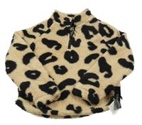 Nové - Béžovo-černá huňatá crop mikina s leopardím vzorem Dunnes 
