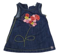 Tmavomodré riflové šaty s květem Next