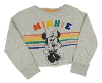 Světlešedo-barevná crop mikina s Minnie Disney