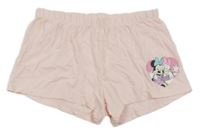 Světlerůžové pyžamové kraťasy s Minnie a Daisy 