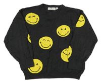 Antracitový sveter so smajlíkmi H&M