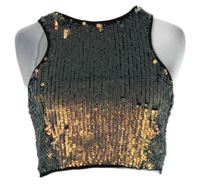 Nové - Dámsky čierno-metalický flitrový crop top Topshop
