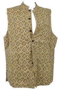 Dámská béžovo-hnědá vzorovaná plátěná vesta Fabindia 