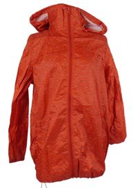 Dámský červený kytičkovaný šusťákový kabát s kapucí Dunnes 