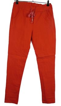 Dámské červené elastické skinny kalhoty 
