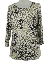 Dámské béžovo-hnědé vzorované triko 