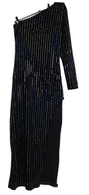 Dámské černé třpytivé sametové společenské šaty 