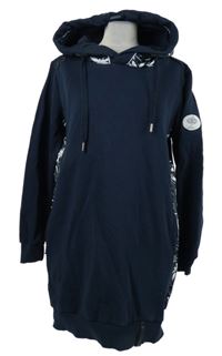 Dámská tmavomodrá šatová mikina s kapucí 