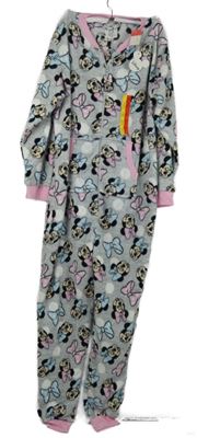 Nové - Dámská šedá plyšová kombinéza s Minnie Disney 