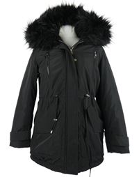 Dámská černá šusťáková zimní parka s kapucí Papaya 