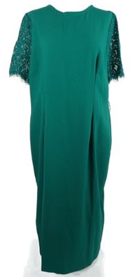 Dámske zelené šaty s čipkovymi rukávy Very