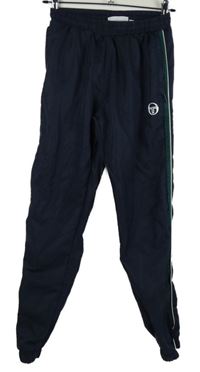 Pánske tmavomodro-zelené šušťákové nohavice Sergio Tacchini